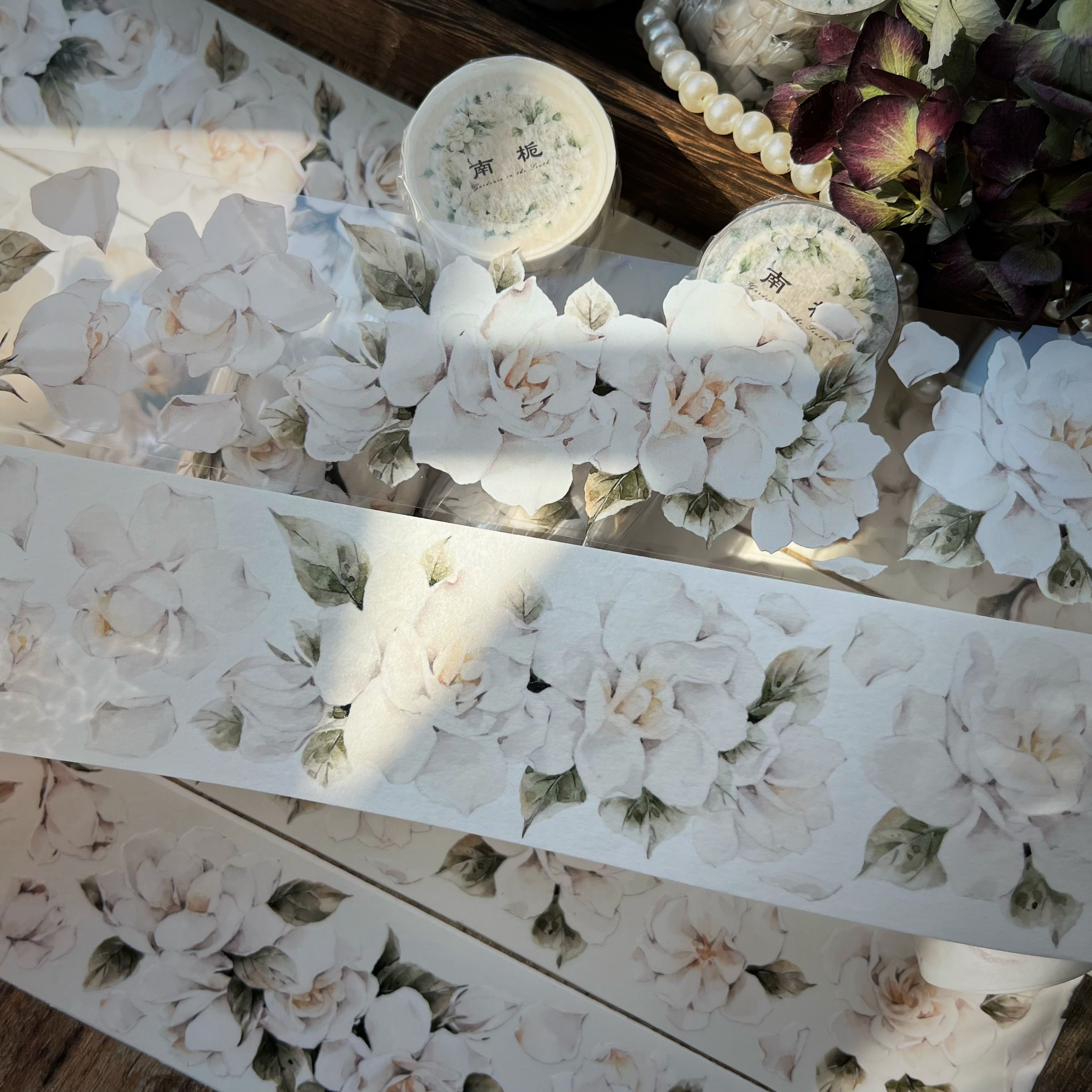 Decor Vintage gardenia washi tape pet-JournalTale