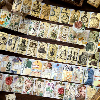 Kraft paper tape vintage European time stickers-JournalTale