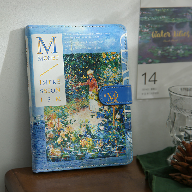 Oil painting Monet Van Gogh PU magnetic buckle notebook-JournalTale