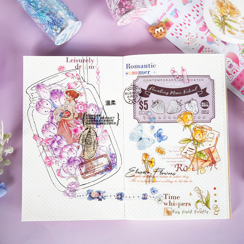Small fresh plant flower decoration PET tape-JournalTale