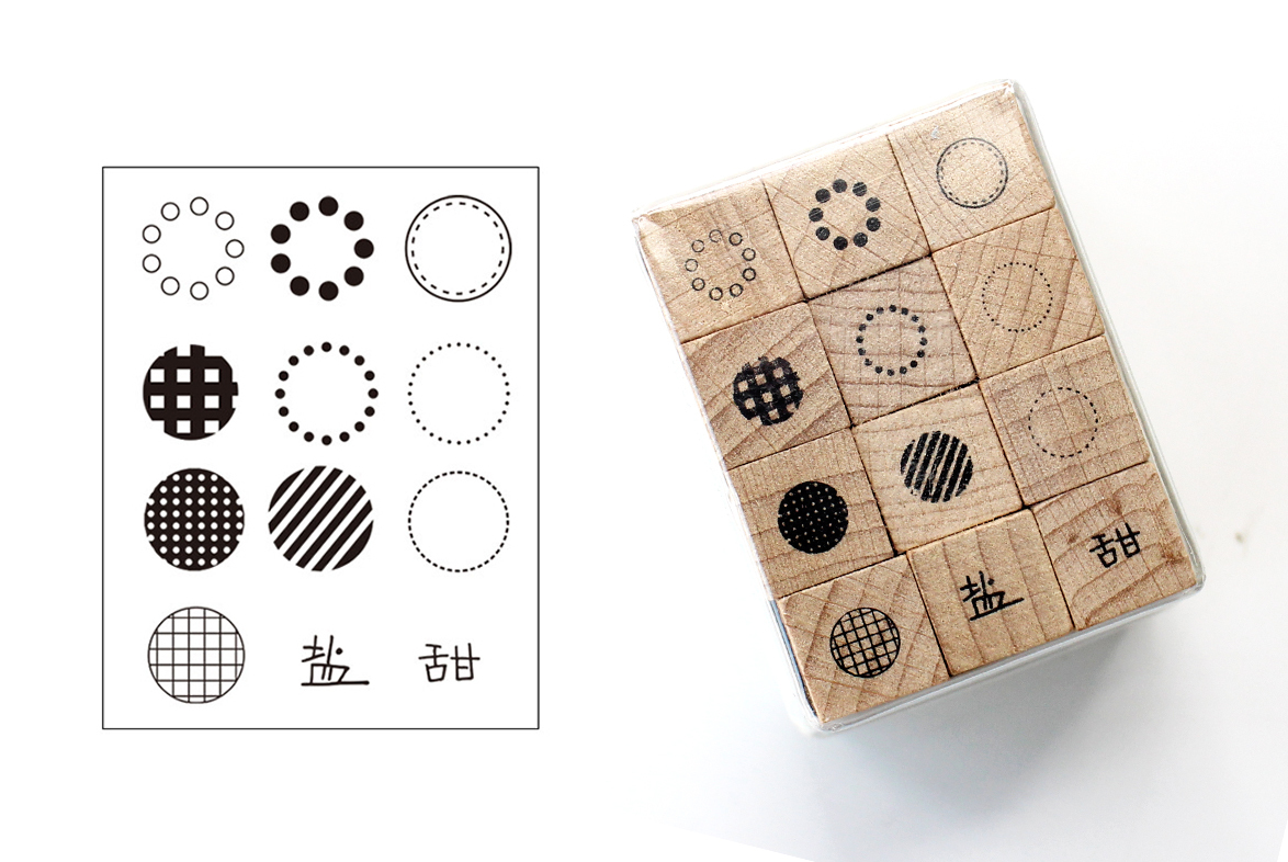 moodtape wooden seal square box set letters numbers geometric circles dots plant seals-JournalTale