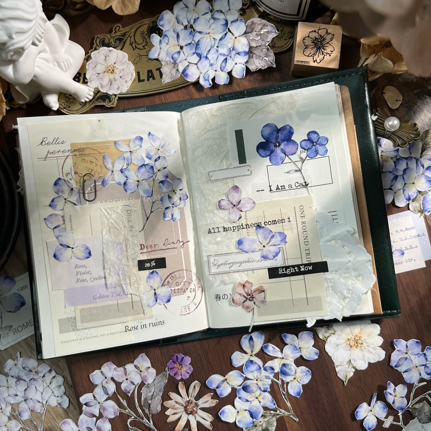 Vintage Hydrangea and Washi Tape-JournalTale