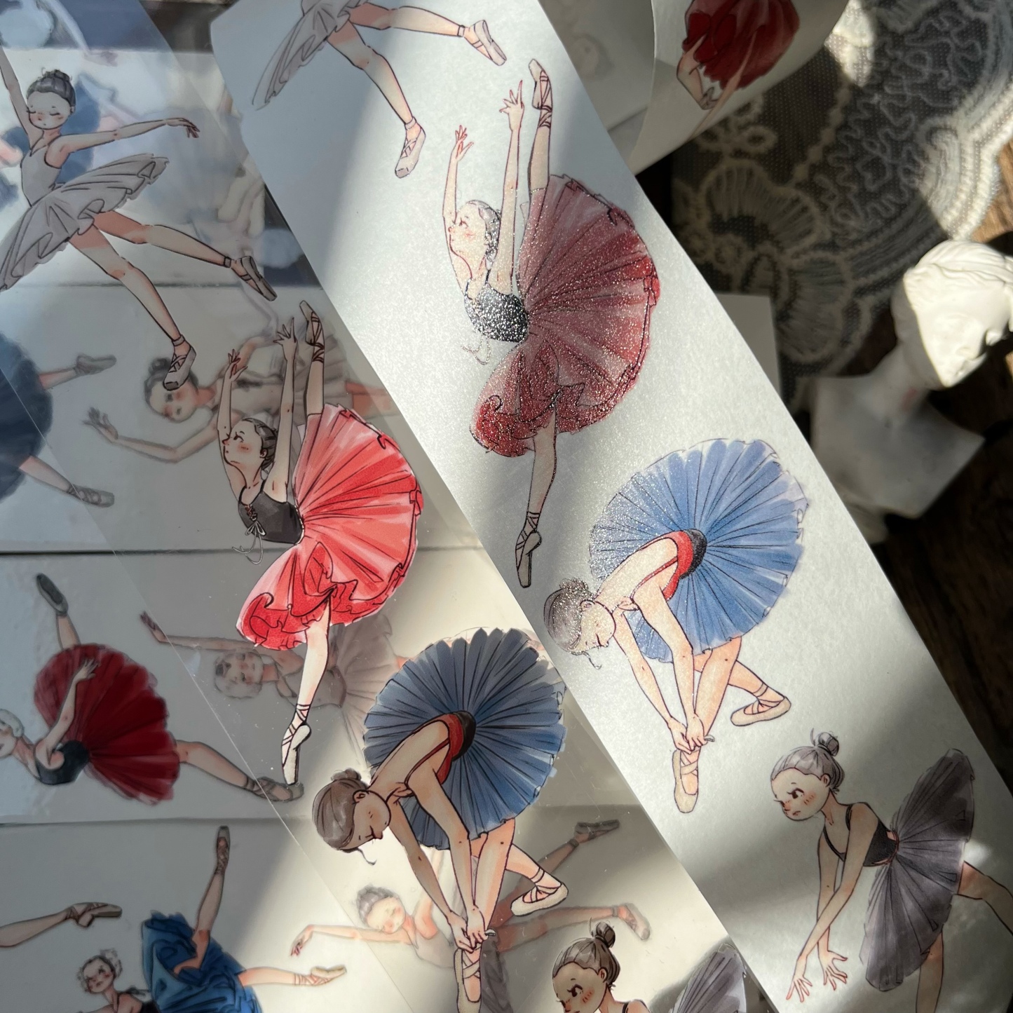 Ballerina Girl Light Retro Pocket WASHI Tape-JournalTale