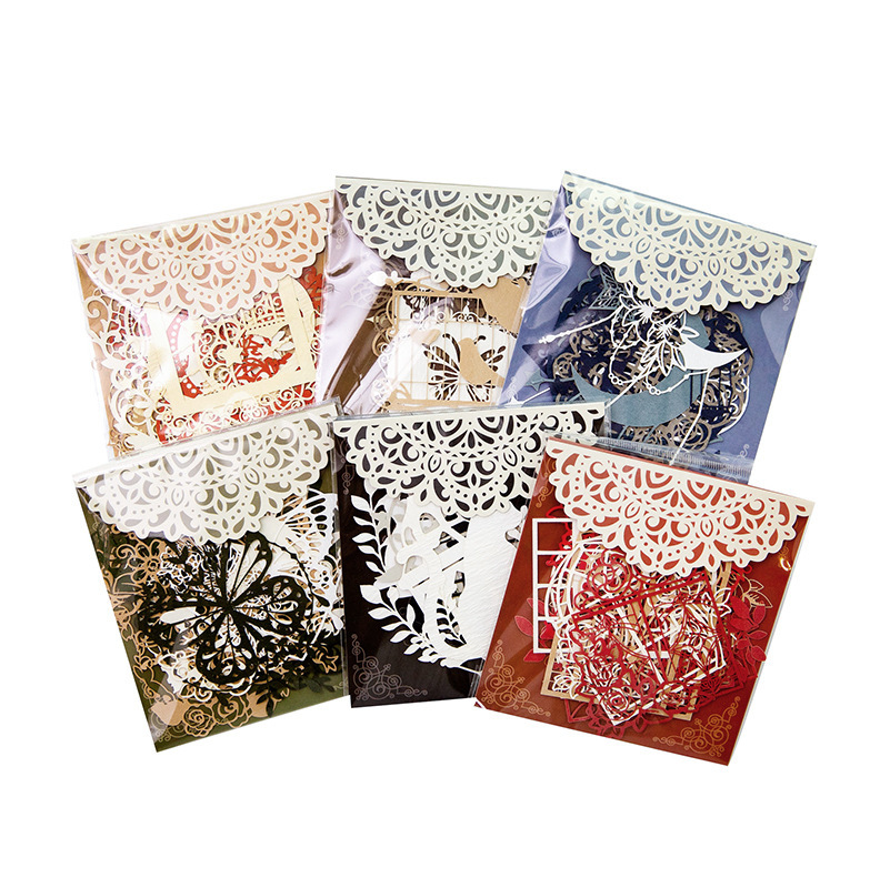 Hollow decorative card vintage flowers and windows cut paper decoration-JournalTale
