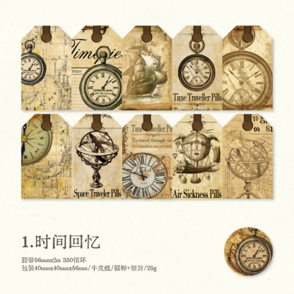 Kraft paper tape vintage European time stickers-JournalTale