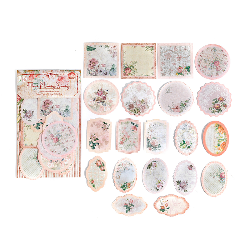 Hua Jian Letter Writable Sticker Pack Vintage Flower Sticker-JournalTale