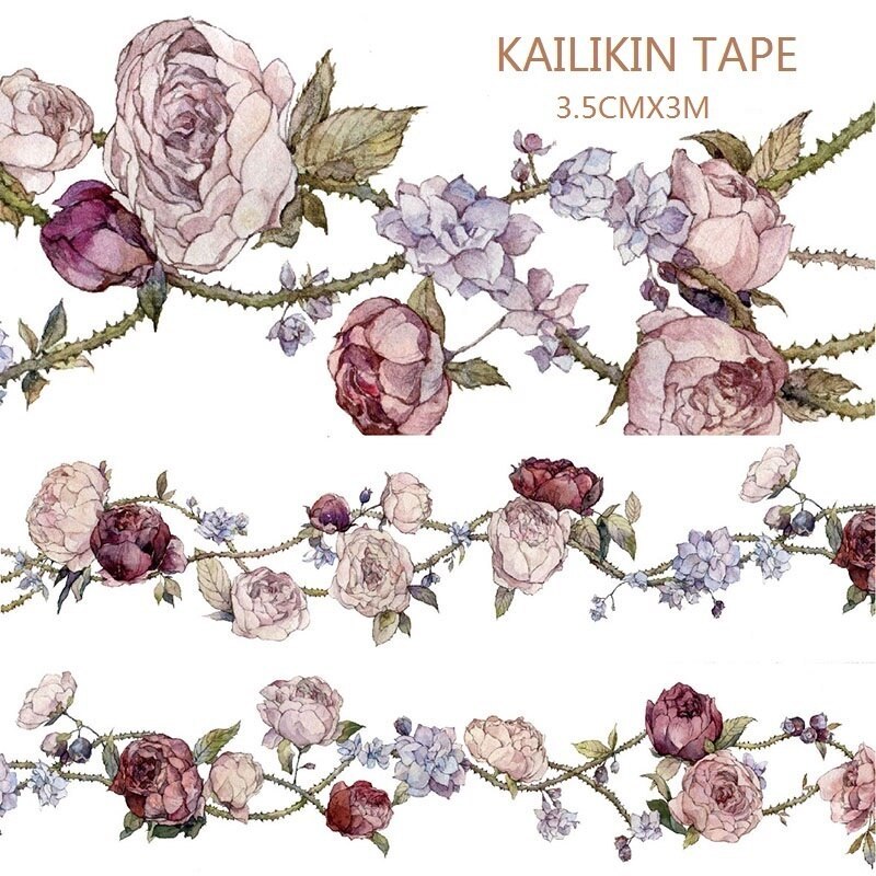 Original flower design whole roll PET/ washi paper tape-JournalTale