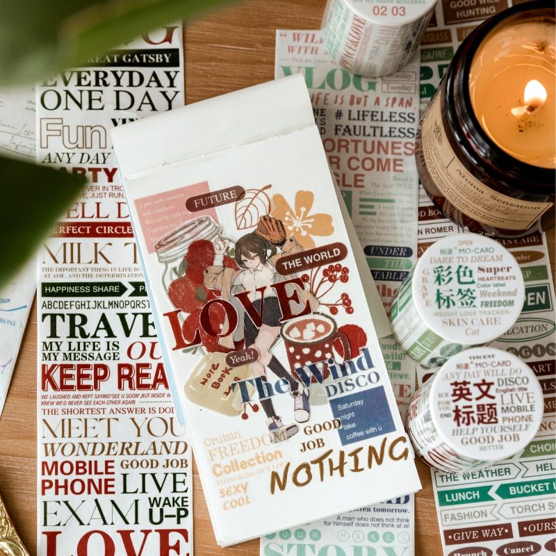 Retro English Text Life Washi Tape Decorative-JournalTale