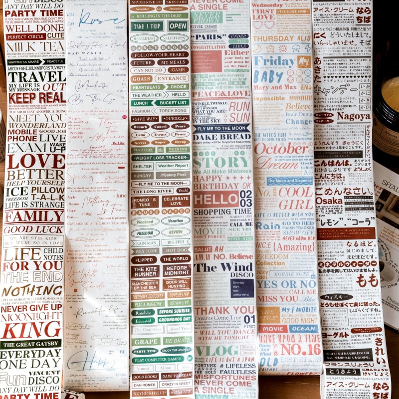 Retro English Text Life Washi Tape Decorative-JournalTale