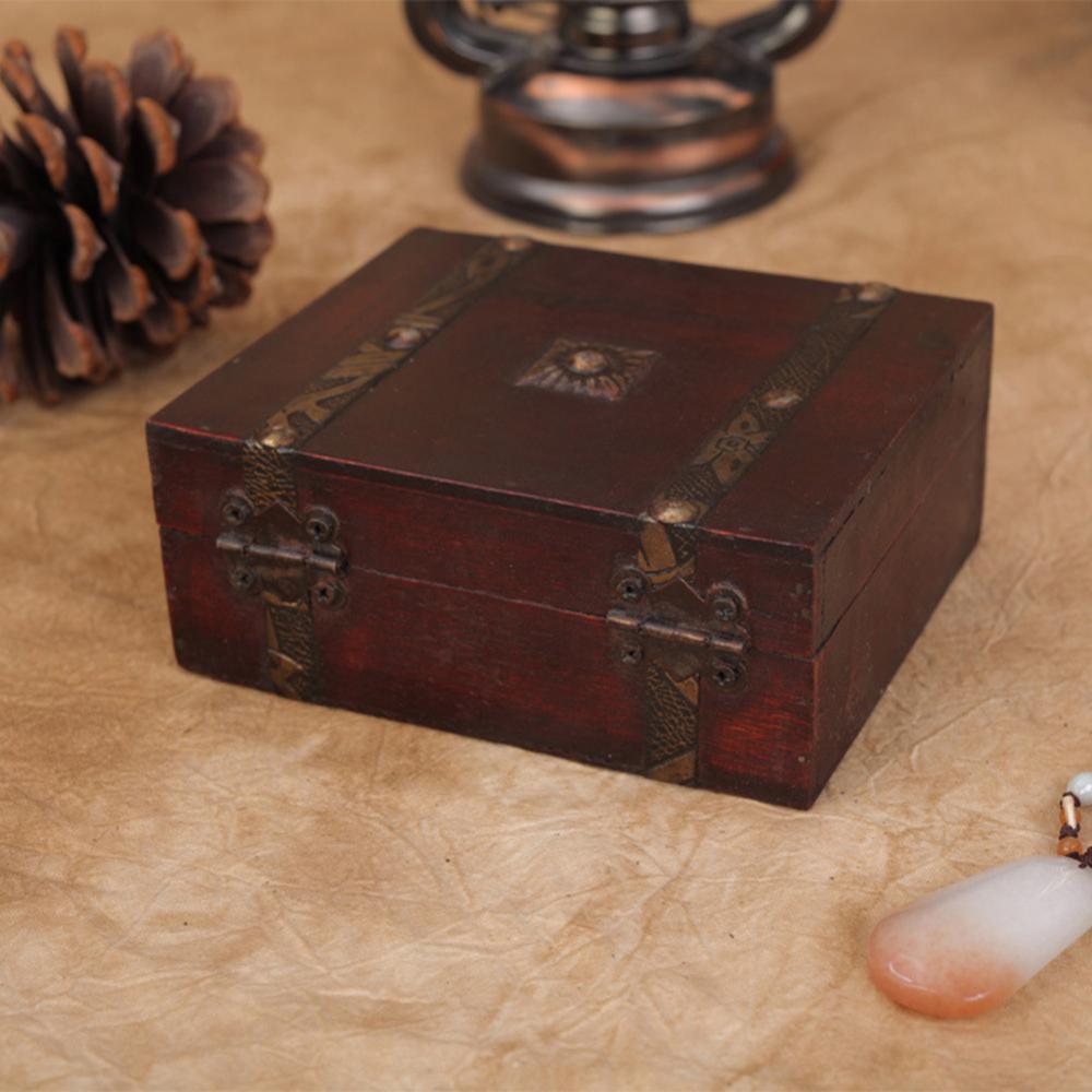 Retro Storage Box Jewelry Wood Wooden Lock Catch-JournalTale