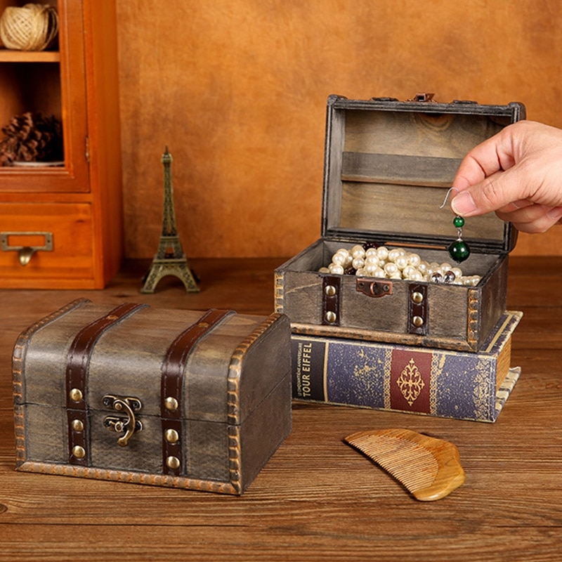 Retro Treasure Chest Vintage Wooden Storage Box-JournalTale