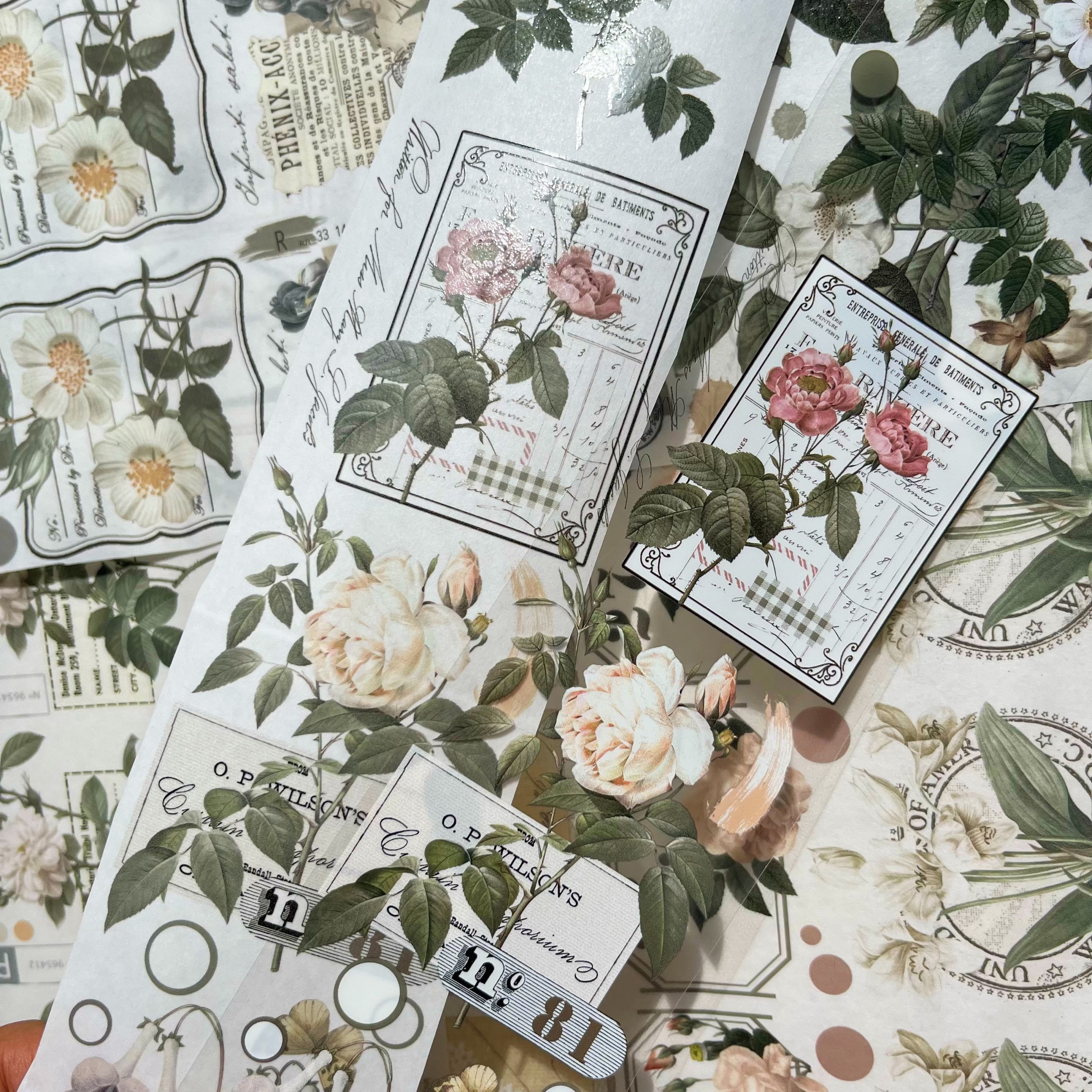 Vintage journal tape flower pet tape and washi tape