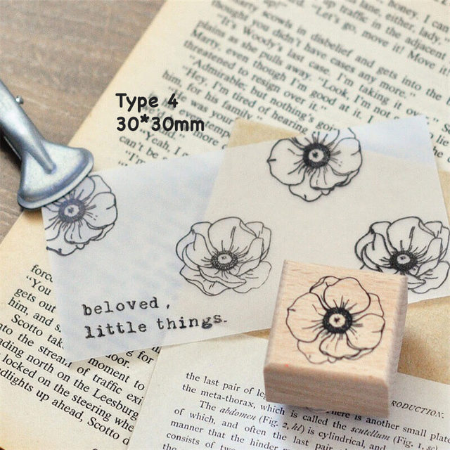 Stamp Wooden Scrapbook Supplies Flower Petal Birds Stamps-JournalTale