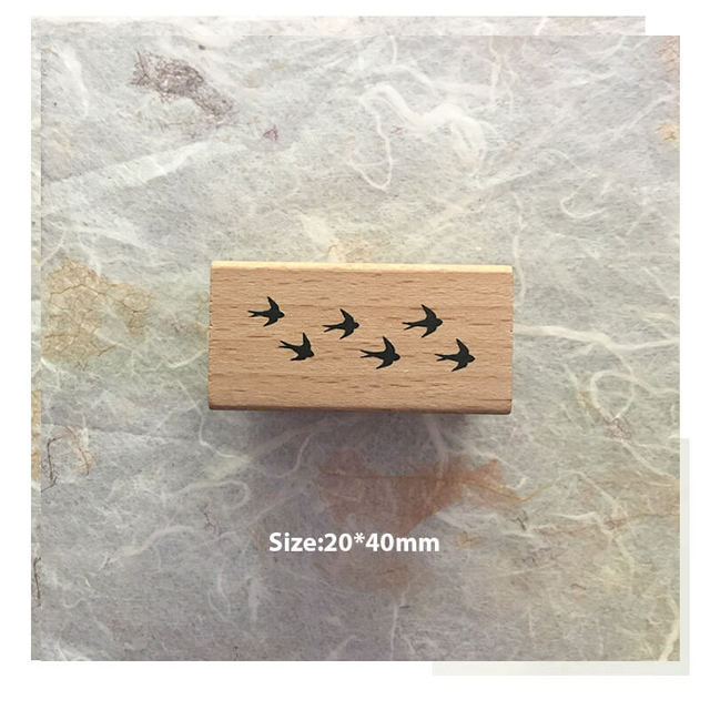 Stamp Wooden Scrapbook Supplies Flower Petal Birds Stamps-JournalTale