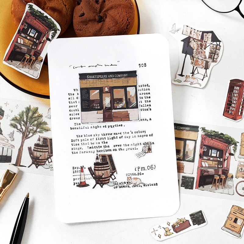 Travel Journey Memory Washi Masking Tape Coffee Shop-JournalTale