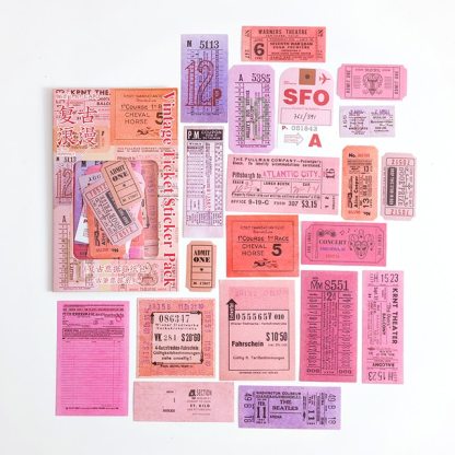 Vintage Boxed Stickers 60 pcs Ticket Style Retro Decor Sticker-JournalTale