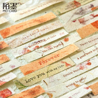 Vintage English Text Material Paper Strip Flower Decorative-JournalTale