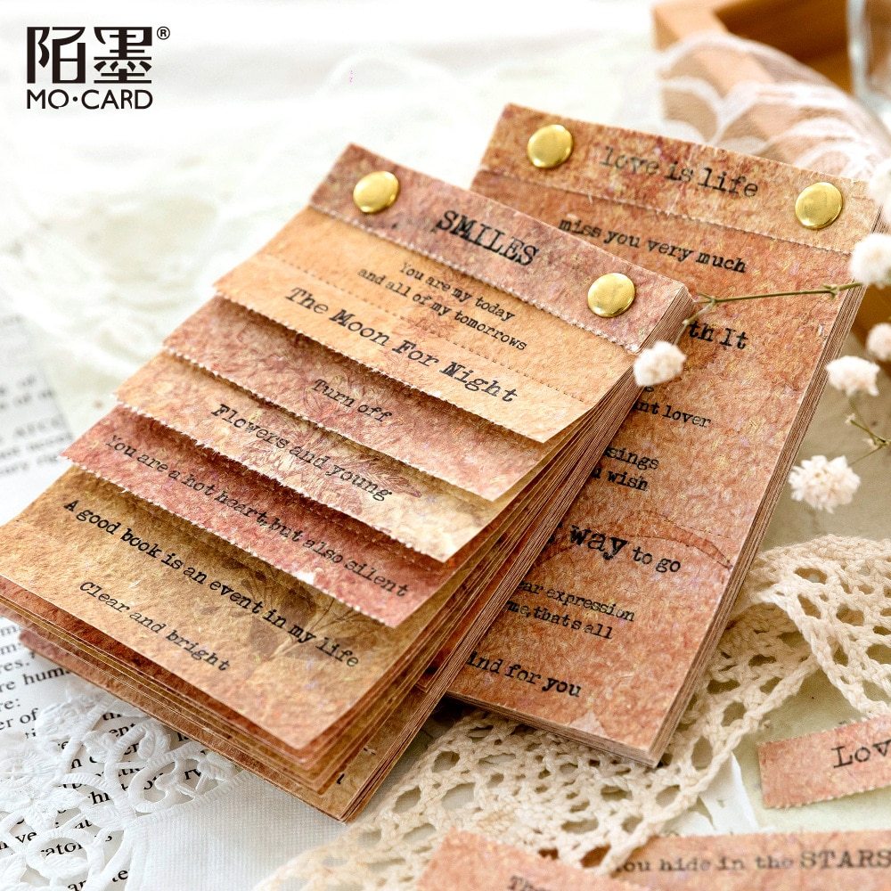 Vintage English Text Material Paper Strip Flower Decorative-JournalTale