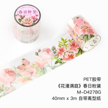 Vintage Flower Rose Decorative Adhesive PET Tape-JournalTale