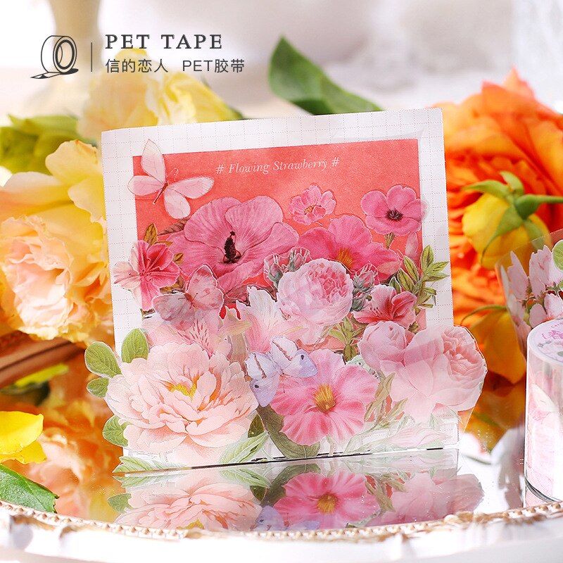Vintage Flower Rose Decorative Adhesive PET Tape-JournalTale
