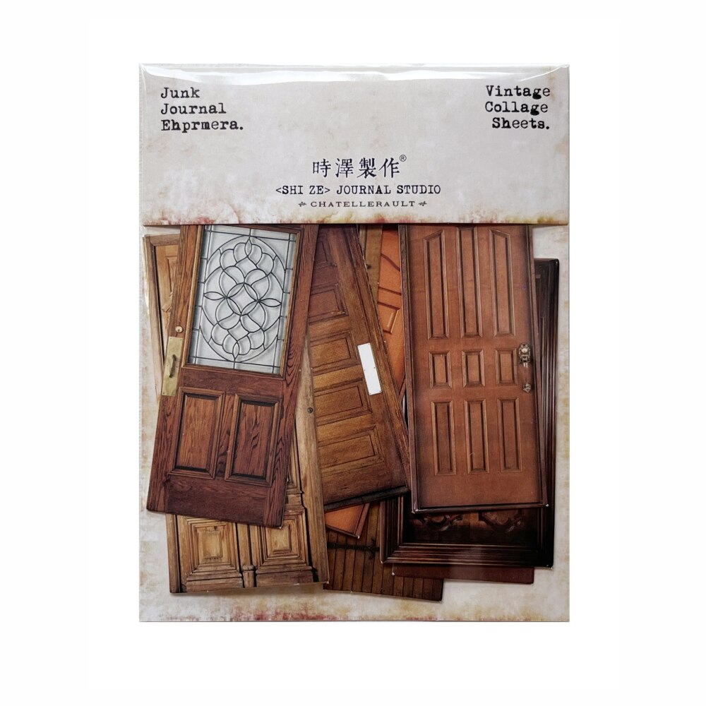 Vintage Material Paper Wooden Door Thick Card Handmade-JournalTale