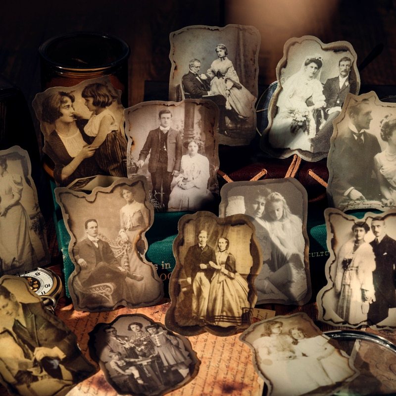 Vintage Old Photo Studio Theme Burning Edge Sticker-JournalTale