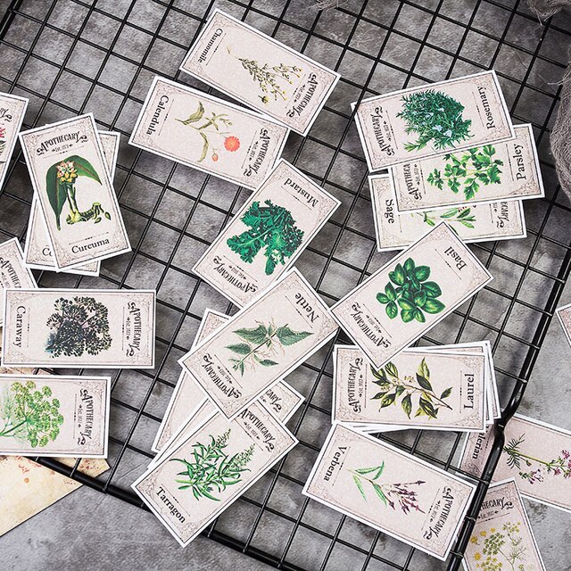 Vintage Plant Green Fern Stamps Ticket Sticker Series Stickers-JournalTale