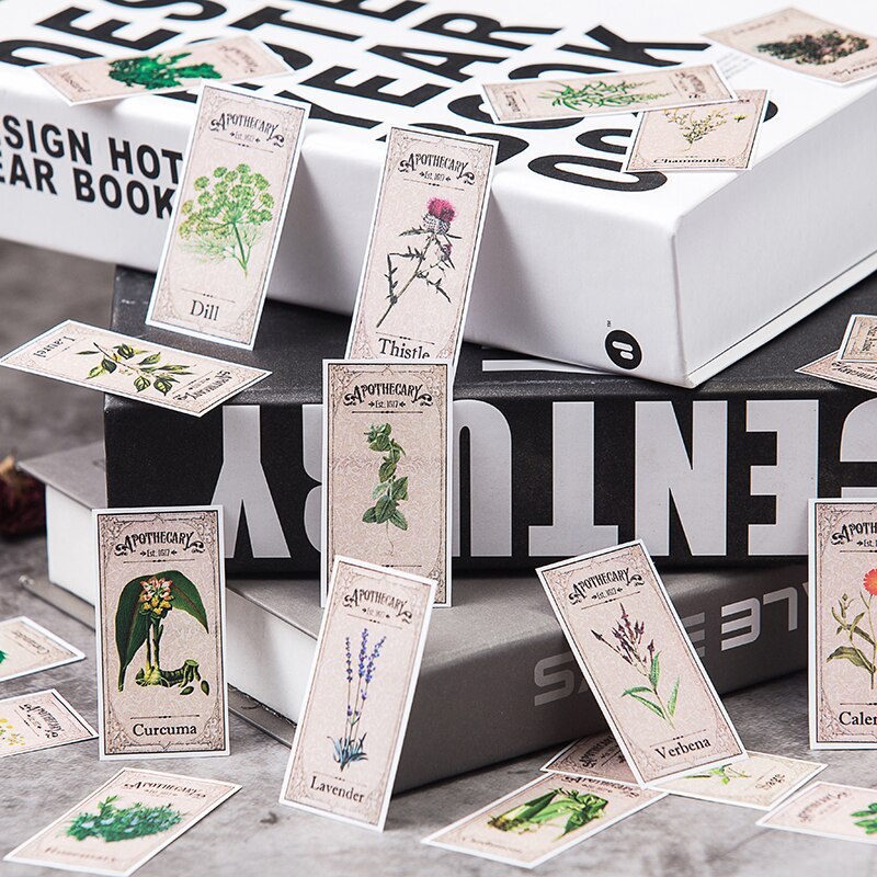 Vintage Plant Green Fern Stamps Ticket Sticker Series Stickers-JournalTale