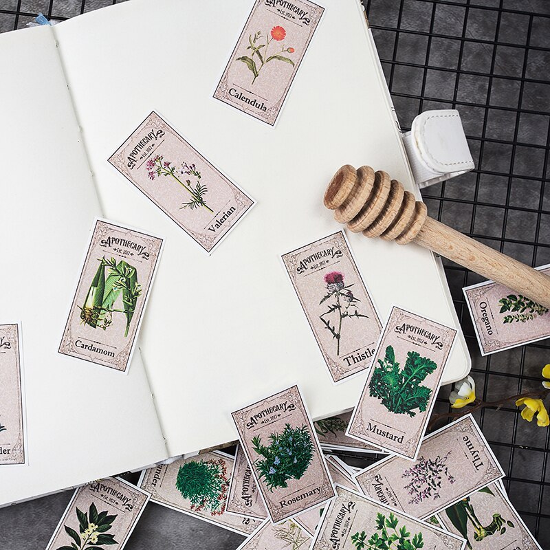 Vintage Plant Green Fern Stamps Ticket Sticker Series Stickers-JournalTale