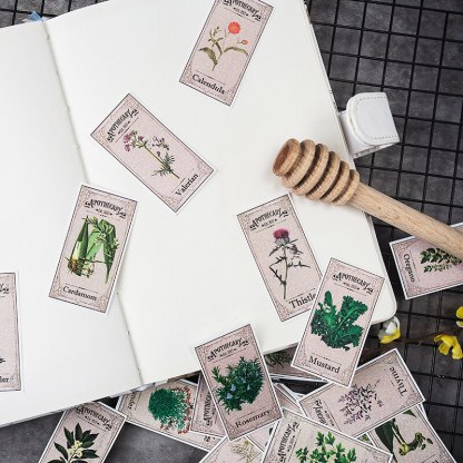 Vintage Plant Green Fern Stamps Ticket Sticker Series Stickers-JournalTale