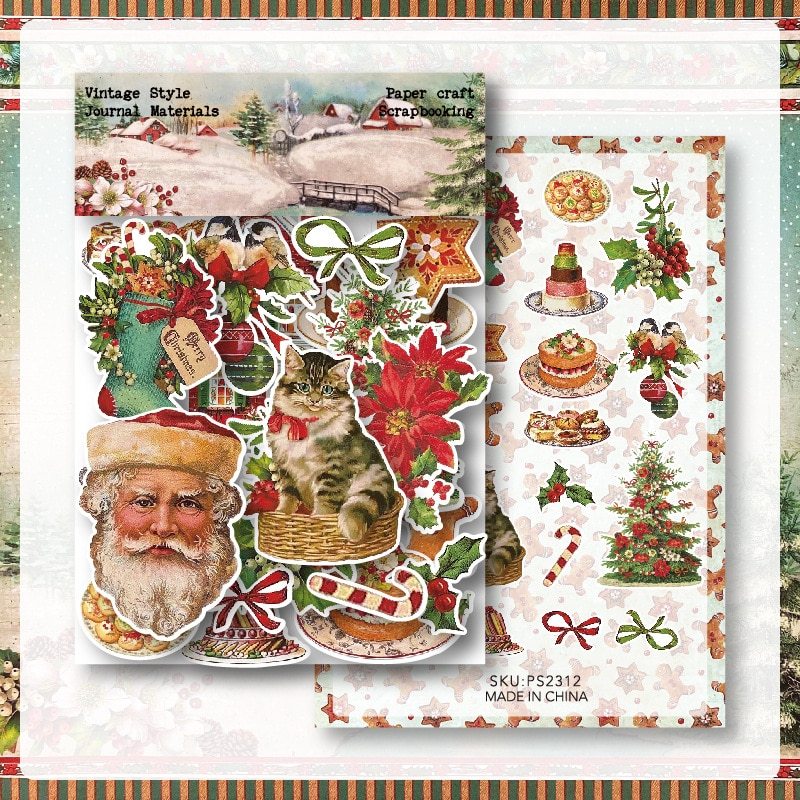 40pcs Vintage Christmas Stickers Die Cuts Sticker-JournalTale