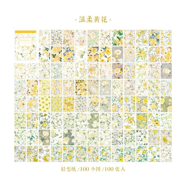 100 Unrepeated Patterns Aesthetic Flower Memo Pads-JournalTale