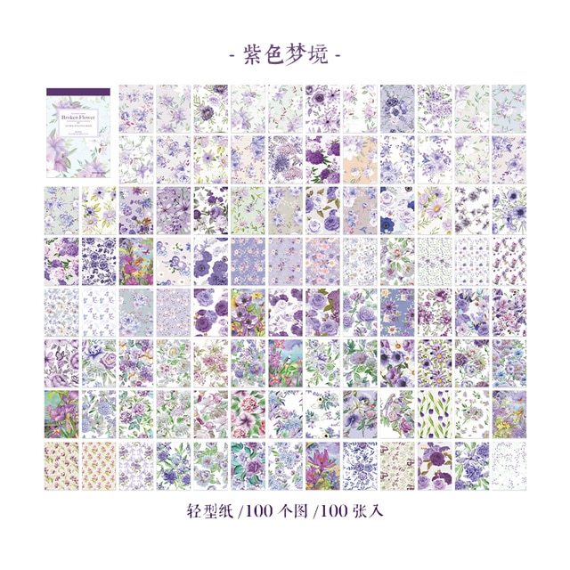 100 Unrepeated Patterns Aesthetic Flower Memo Pads-JournalTale