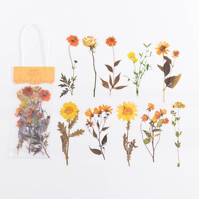 10pcs/pack Waterproof Plant Natural Flower Decorative Sticker-JournalTale