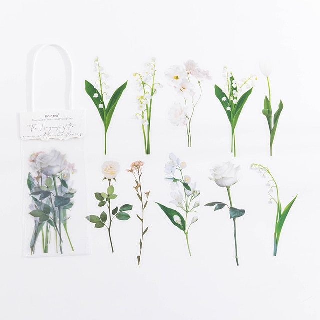 10pcs/pack Waterproof Plant Natural Flower Decorative Sticker-JournalTale