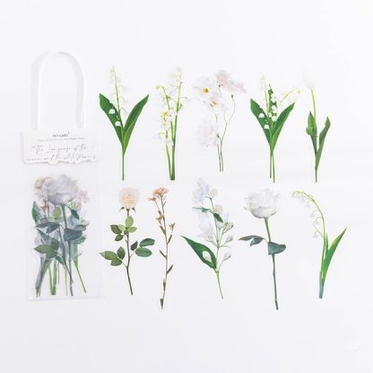 10pcs/pack Waterproof Plant Natural Flower Decorative Sticker-JournalTale