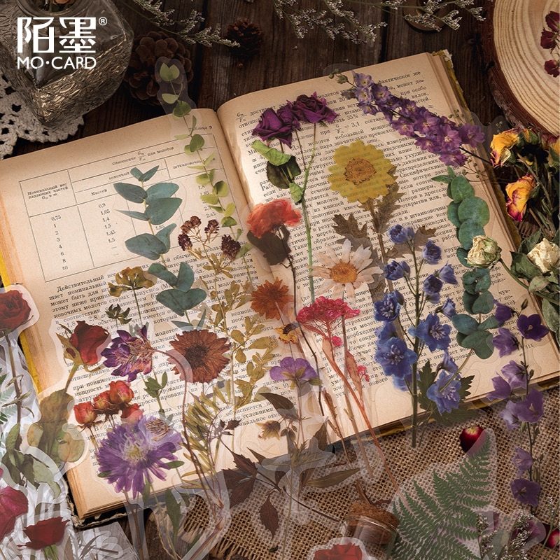 10pcs/pack Waterproof Plant Natural Flower Decorative Sticker-JournalTale