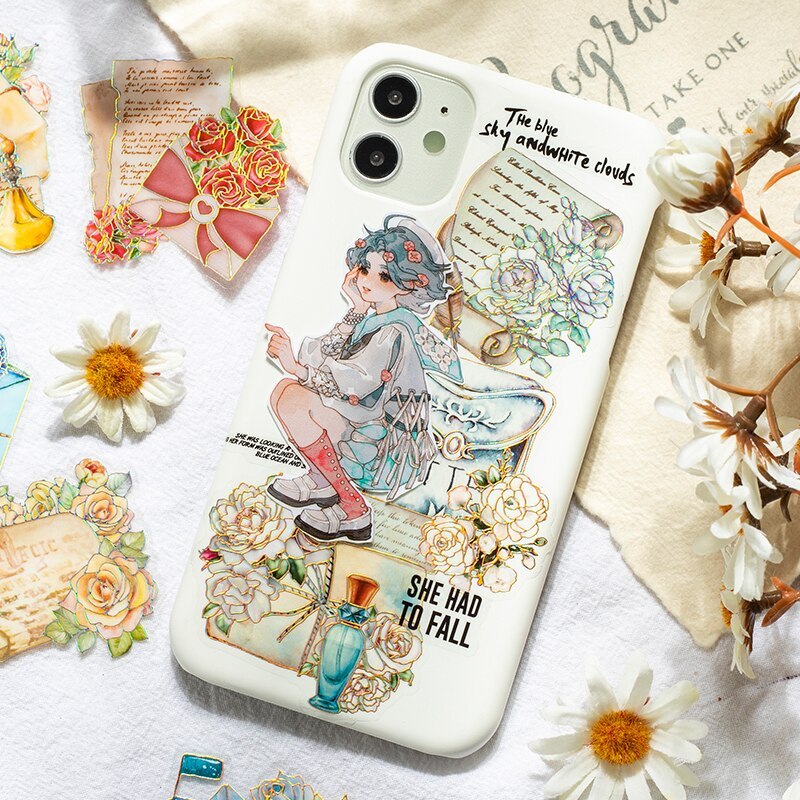 20pcs/pack Creative Laser Gliding Stickers Aesthetic Flowers-JournalTale