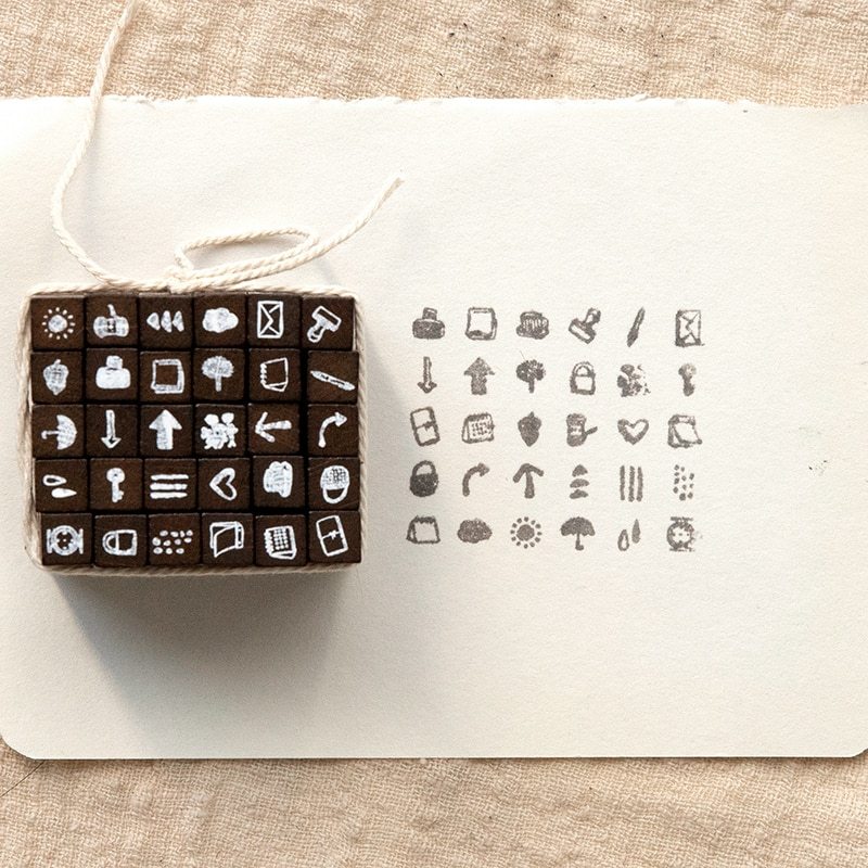 30pcs/box Cute Mini Wooden Rubber Stamp Set-JournalTale
