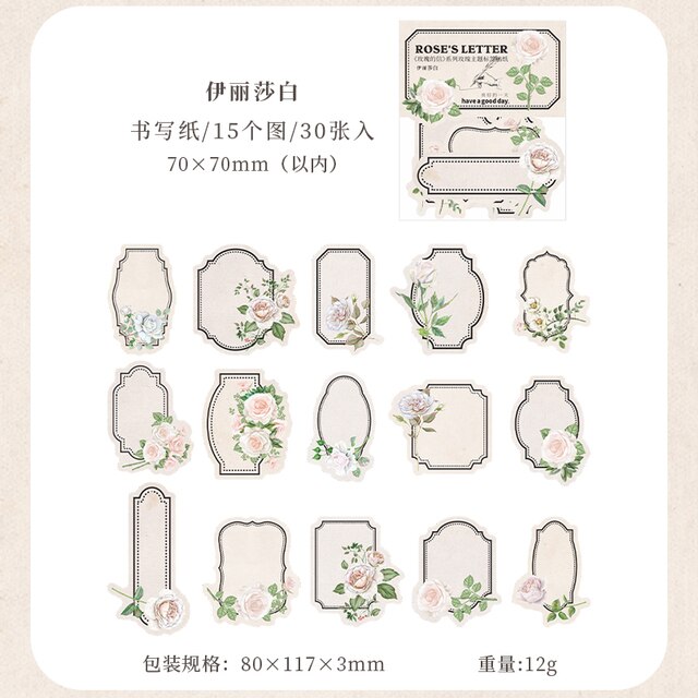 30pcs/lot Rose&#39;s Letter Stickers Rose Boarder Sticky-JournalTale