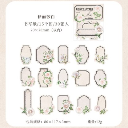30pcs/lot Rose&#39;s Letter Stickers Rose Boarder Sticky-JournalTale
