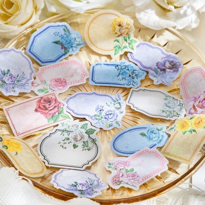 30pcs/lot Rose&#39;s Letter Stickers Rose Boarder Sticky-JournalTale