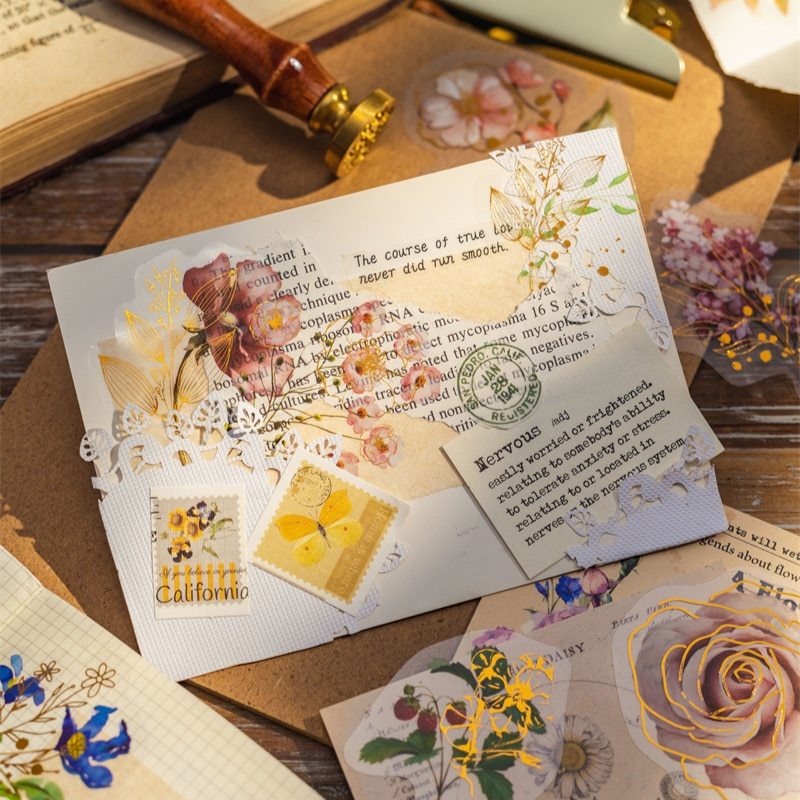 30pcs/pack PET Transparent Rose Flower Stikers-JournalTale