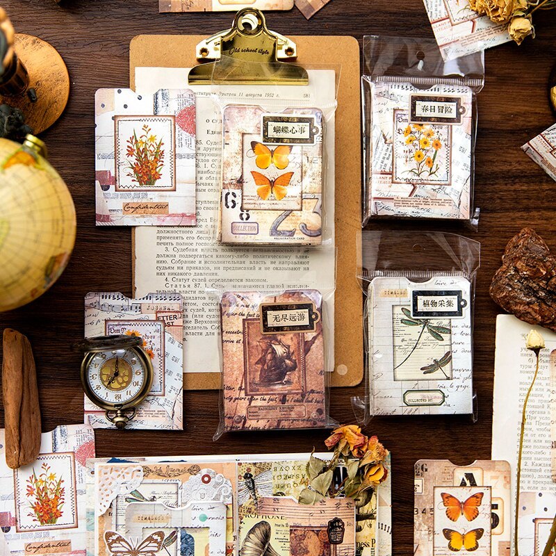 40pcs Vintage Tearable Frame Butterflies Stickers-JournalTale