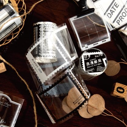 5.5cm x 2m Vintage Film Boarder Black and White Masking Tape-JournalTale