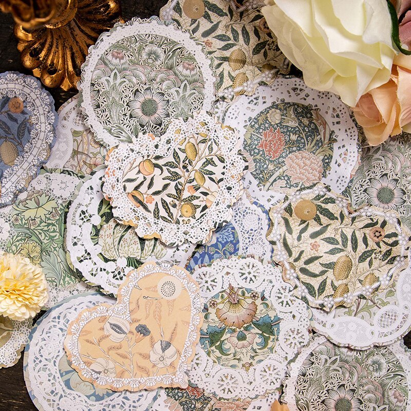 50pcs Great Artist Retro Lace Floral Material Paper-JournalTale