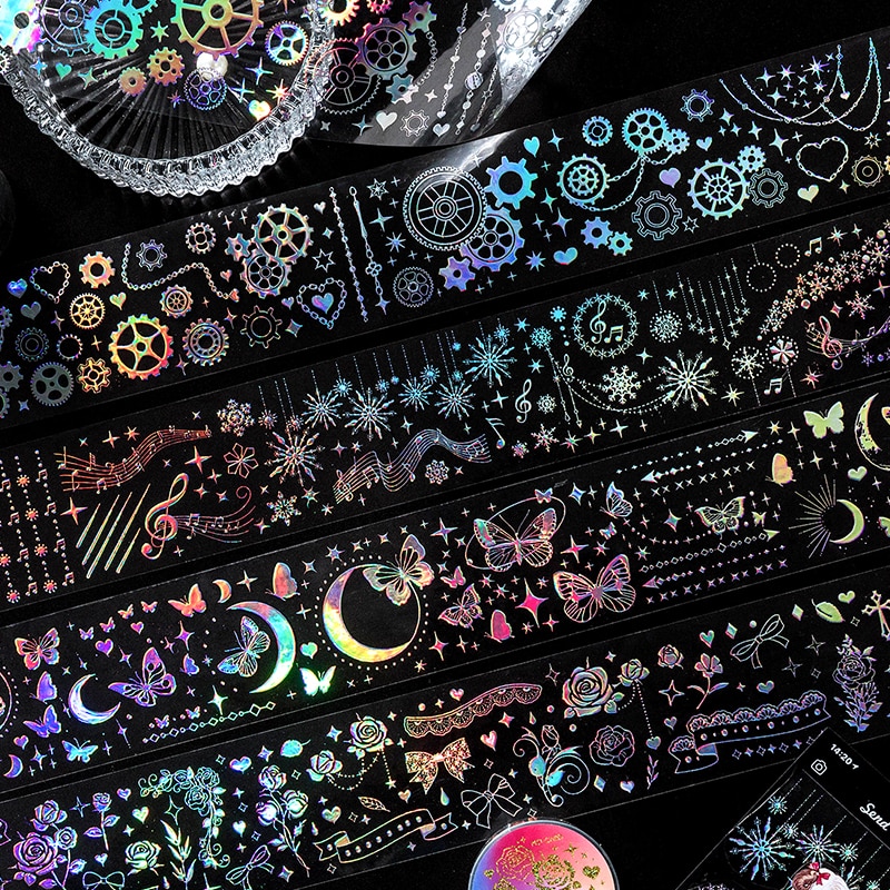 5cm x 5m Laser Galaxy Masking Washi Tape Decorative-JournalTale
