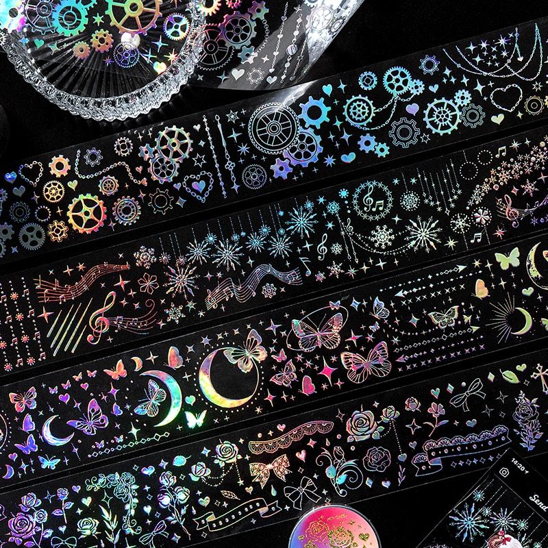 5cm x 5m Laser Galaxy Masking Washi Tape Decorative-JournalTale