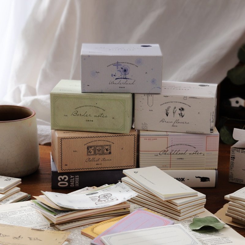 600 Sheets Retro Minimal Ins Style  Border Memo Pad-JournalTale
