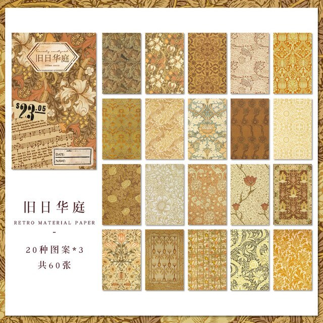 60pcs Vintage Floral Scrapbooking Decor Papers-JournalTale